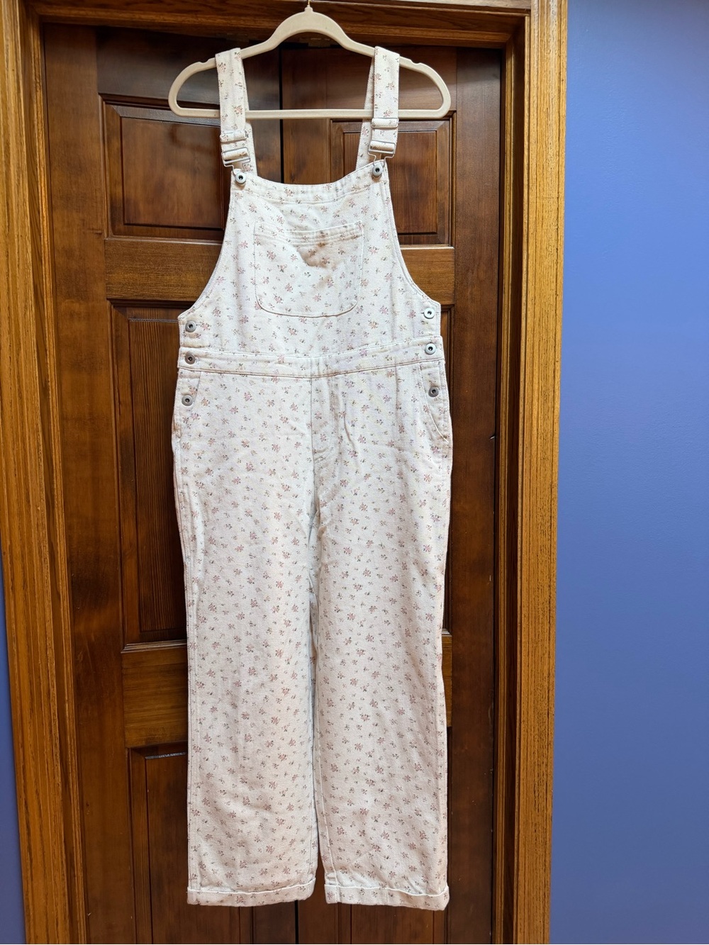 TALULAH Ivory and Pink Floral Cotton Overalls